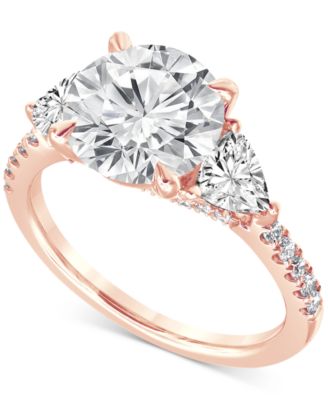 Badgley Mischka Certified Lab Grown Diamond Round Three Stone Bridal Set (4-1/4 ct. t.w.) in 14k Gold