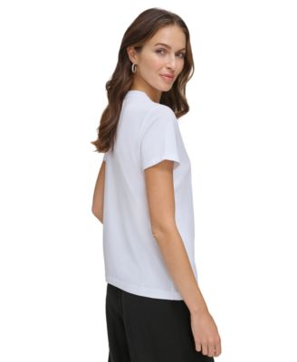 Women's Studded-Logo Crewneck Short-Sleeve Top