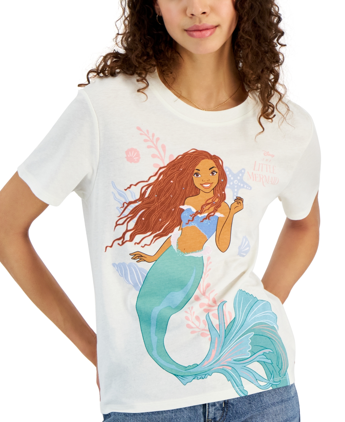 Shop Disney Juniors' The Little Mermaid Graphic Tee In Egret