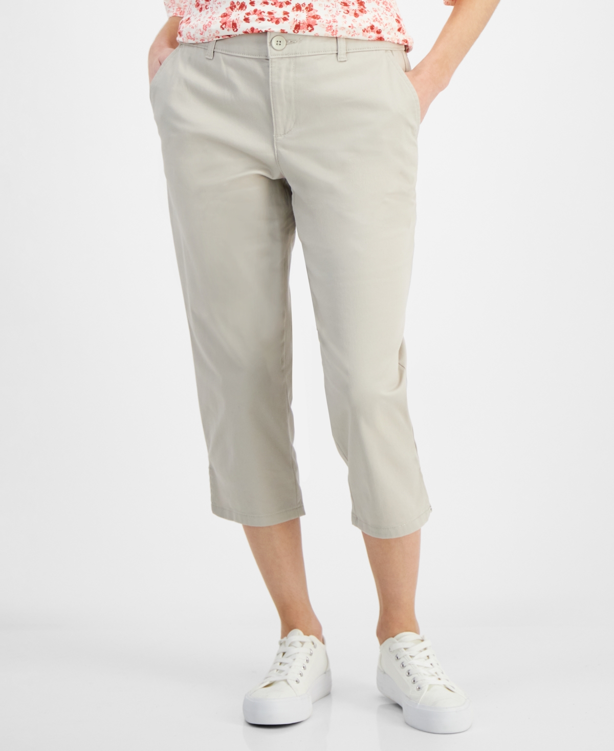 Shop Style & Co Petite Pull On Comfort Capri Pants, Created For Macy's In Stonewall