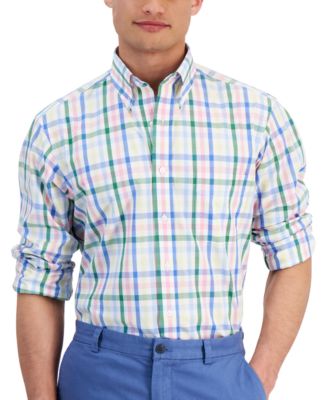 Club Room Mens Regular Fit Brushed Plaid Shirt Red Size Large main image 1