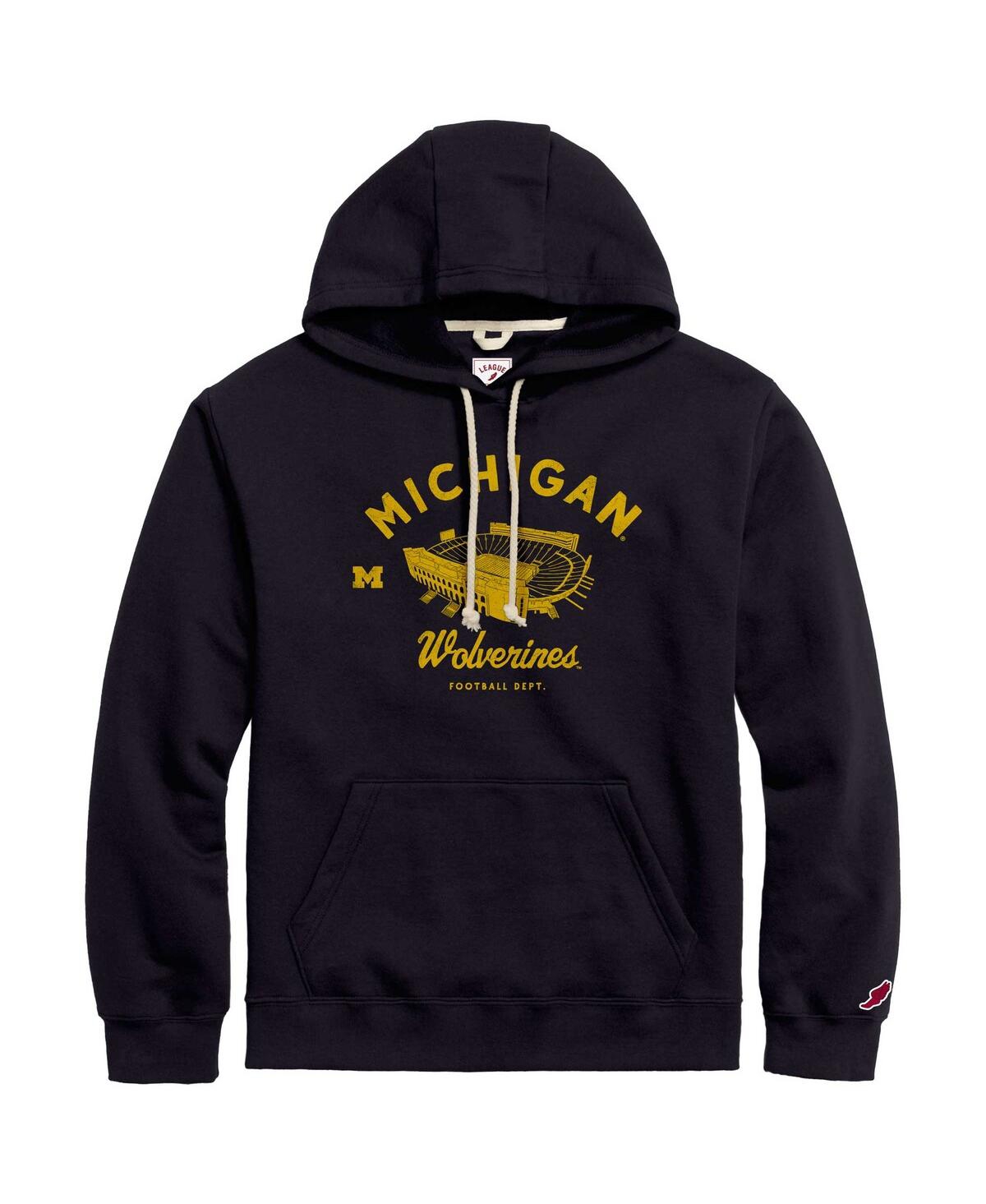 Shop League Collegiate Wear Men's  Navy Distressed Michigan Wolverines Stadium Essential Pullover Hoodie