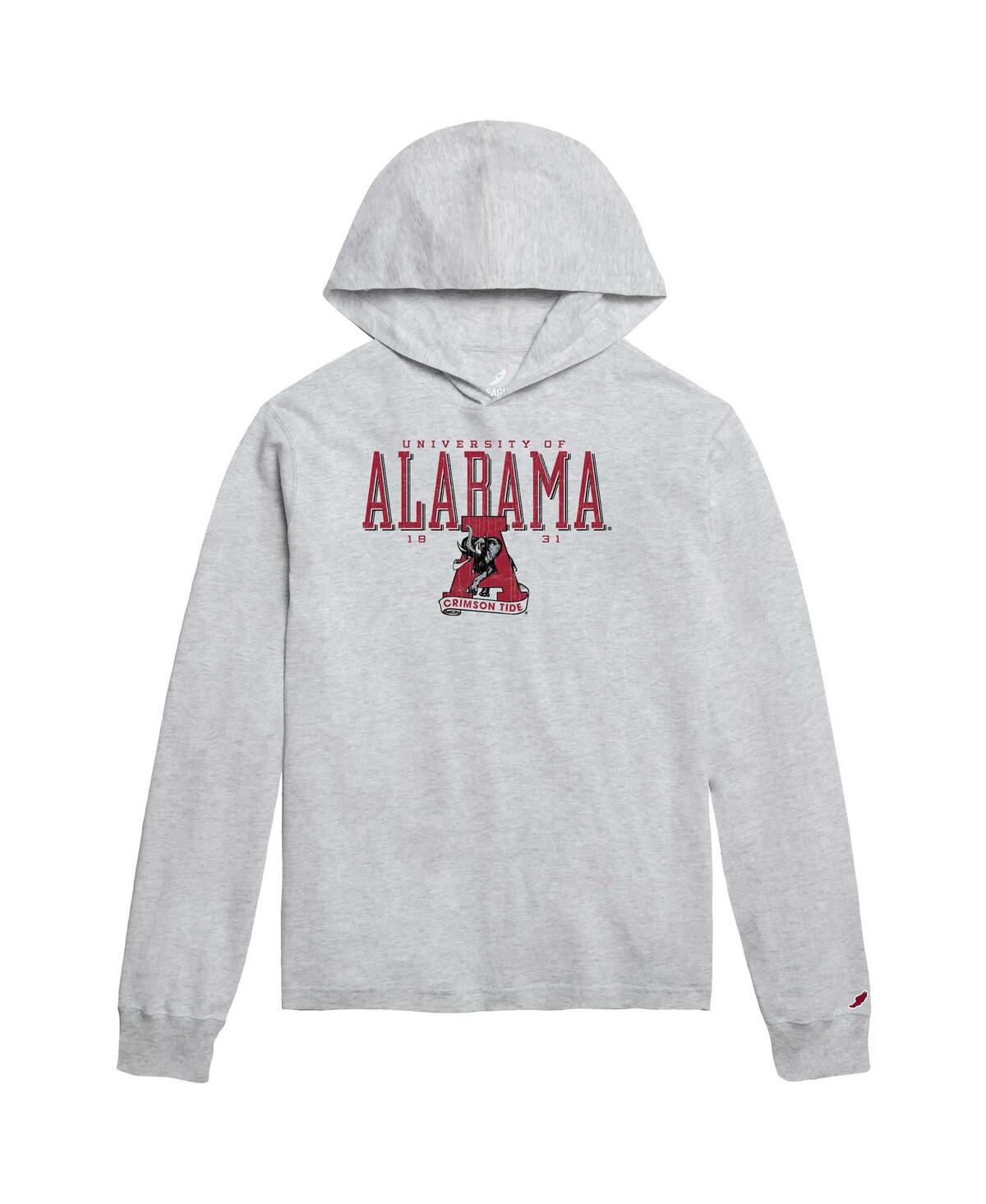 Men's League Collegiate Wear Ash Distressed Alabama Crimson Tide Team Stack Tumble Long Sleeve Hooded T-shirt - Ash