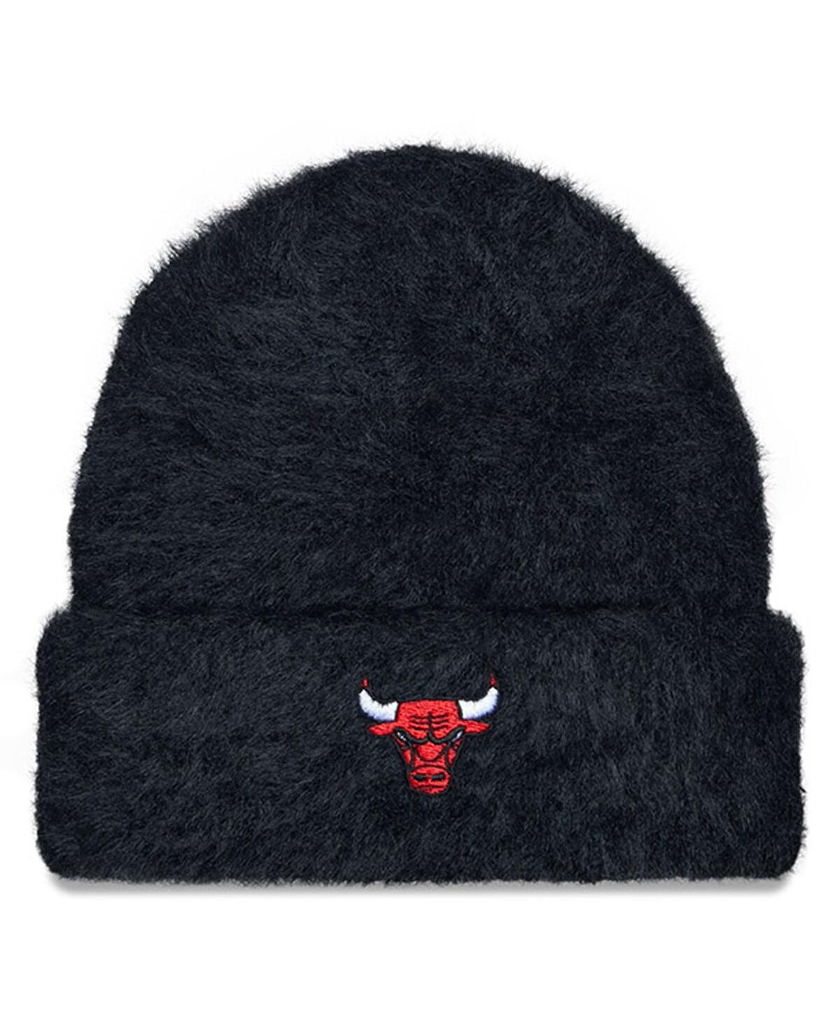 Shop New Era Women's  Black Chicago Bulls Fuzzy Thick Cuffed Knit Hat