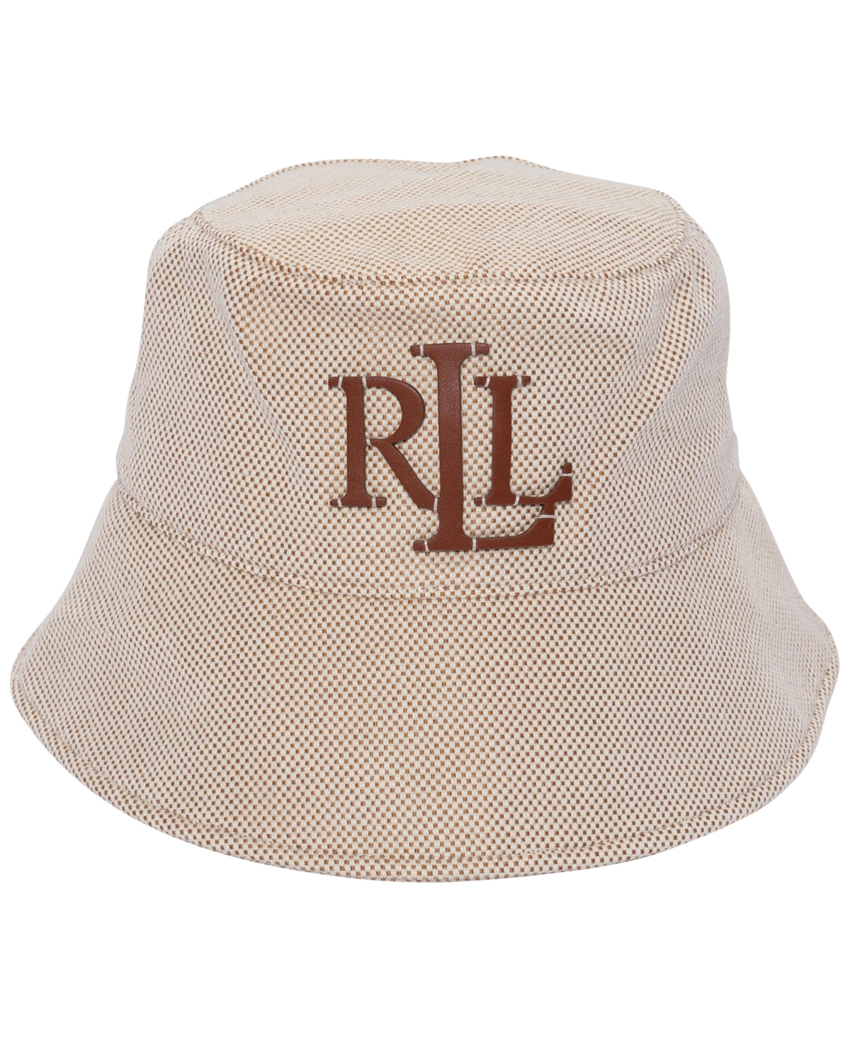 Lauren Ralph Lauren Tacked Logo With Cross Dye Canvas Bucket Hat In Natural,dark Natural