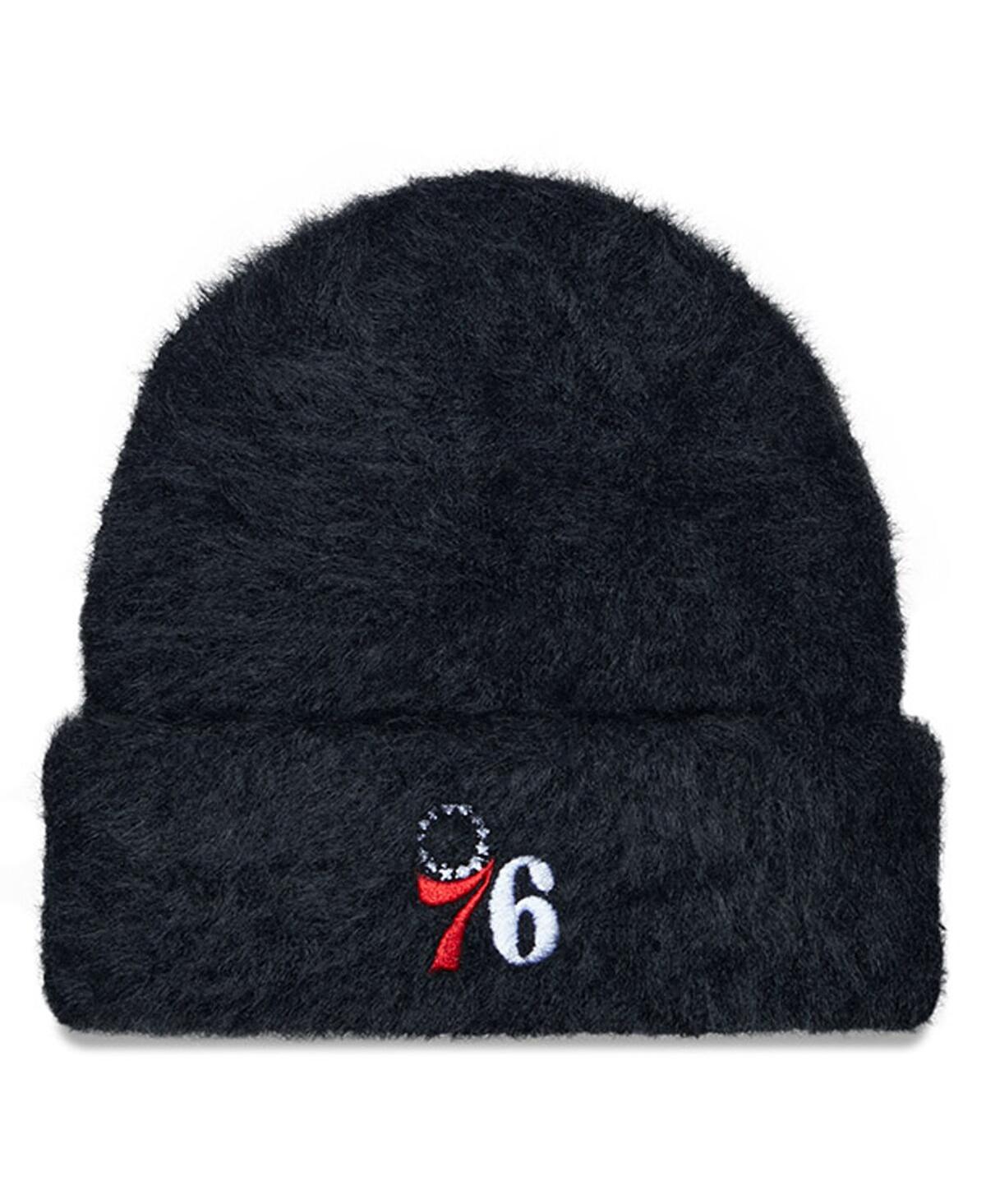 Shop New Era Women's  Black Philadelphia 76ers Fuzzy Thick Cuffed Knit Hat