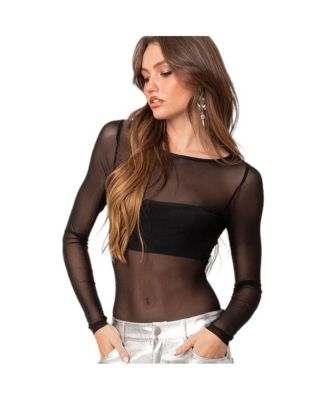 Women's Sheer mesh bandeau bodysuit