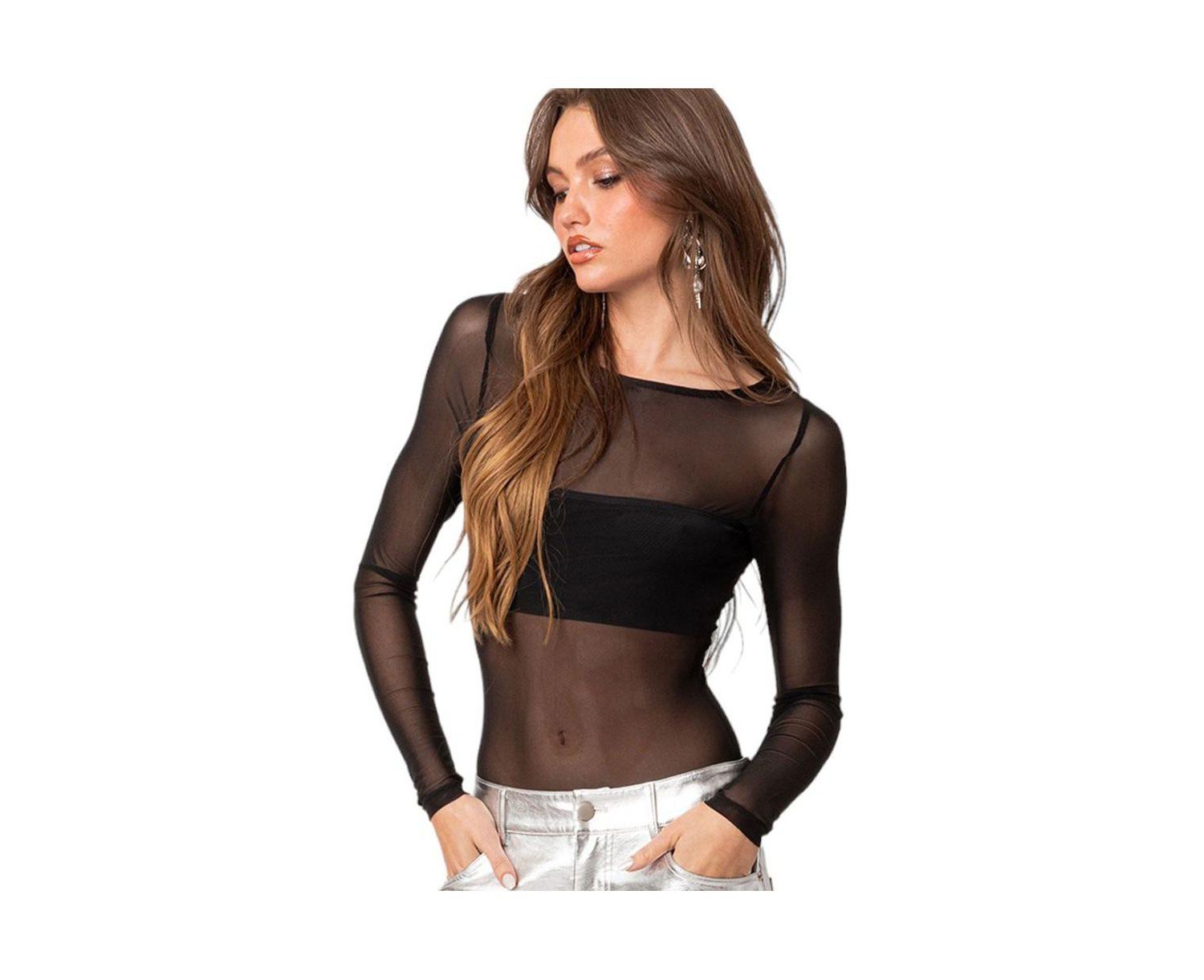 Women's Sheer mesh bandeau bodysuit