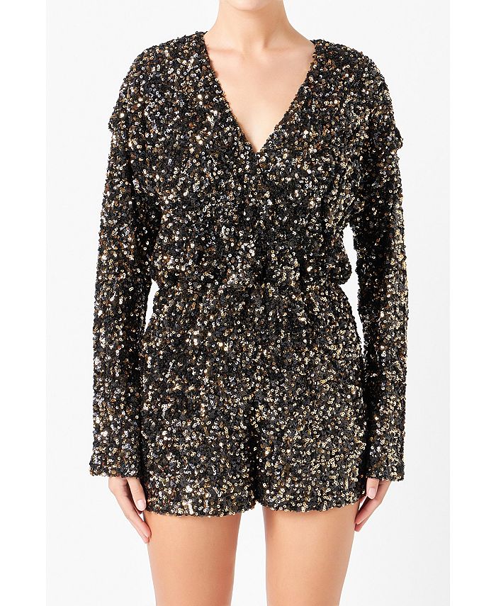 Black and outlet gold sequin romper