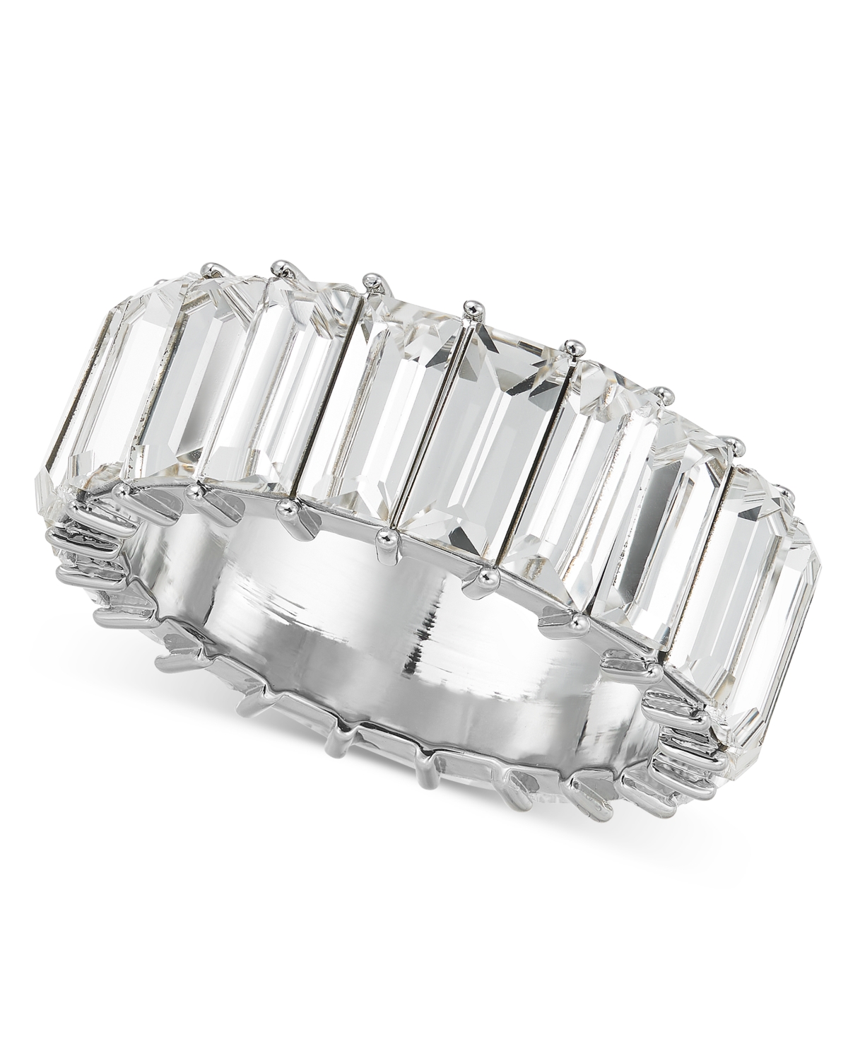 Silver-Tone Baguette Crystal Eternity Ring, Created for Macy's - Silver