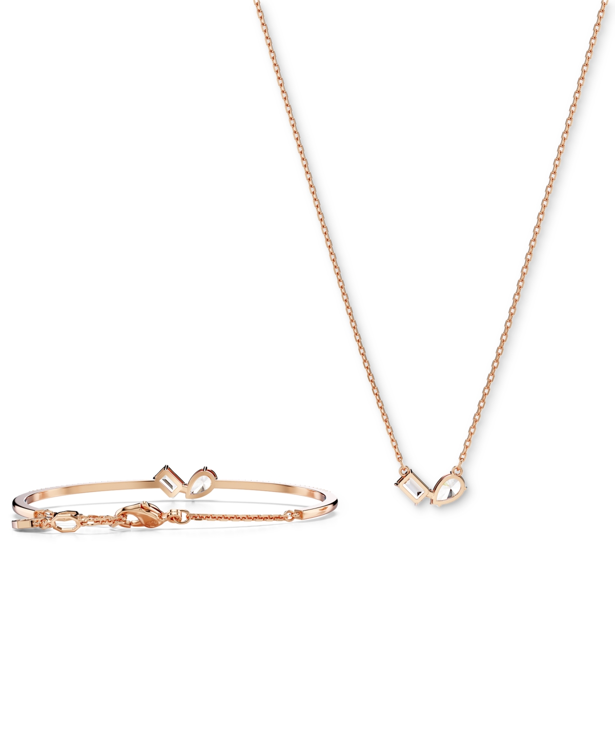 Shop Swarovski Rose Gold-tone Mesmera Mixed Cuts Bangle Bracelet & Pendant Necklace Set, 15" + 2-3/4" Extender
