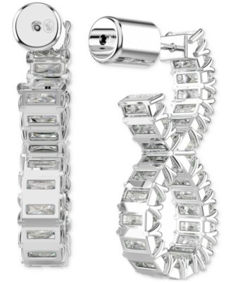 Rhodium-Plated Baguette Crystal Infinity Drop Earrings