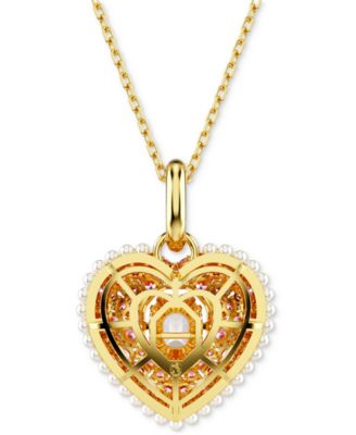 Gold-Tone Hyperbola Pendant Octagon Cut Necklace, 15" + 2-3/4" extender