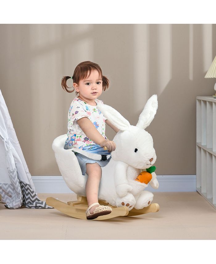 Qaba Baby Rocking Horse, Bunny Rabbit Themed Plush Animal Rocker - Macy's