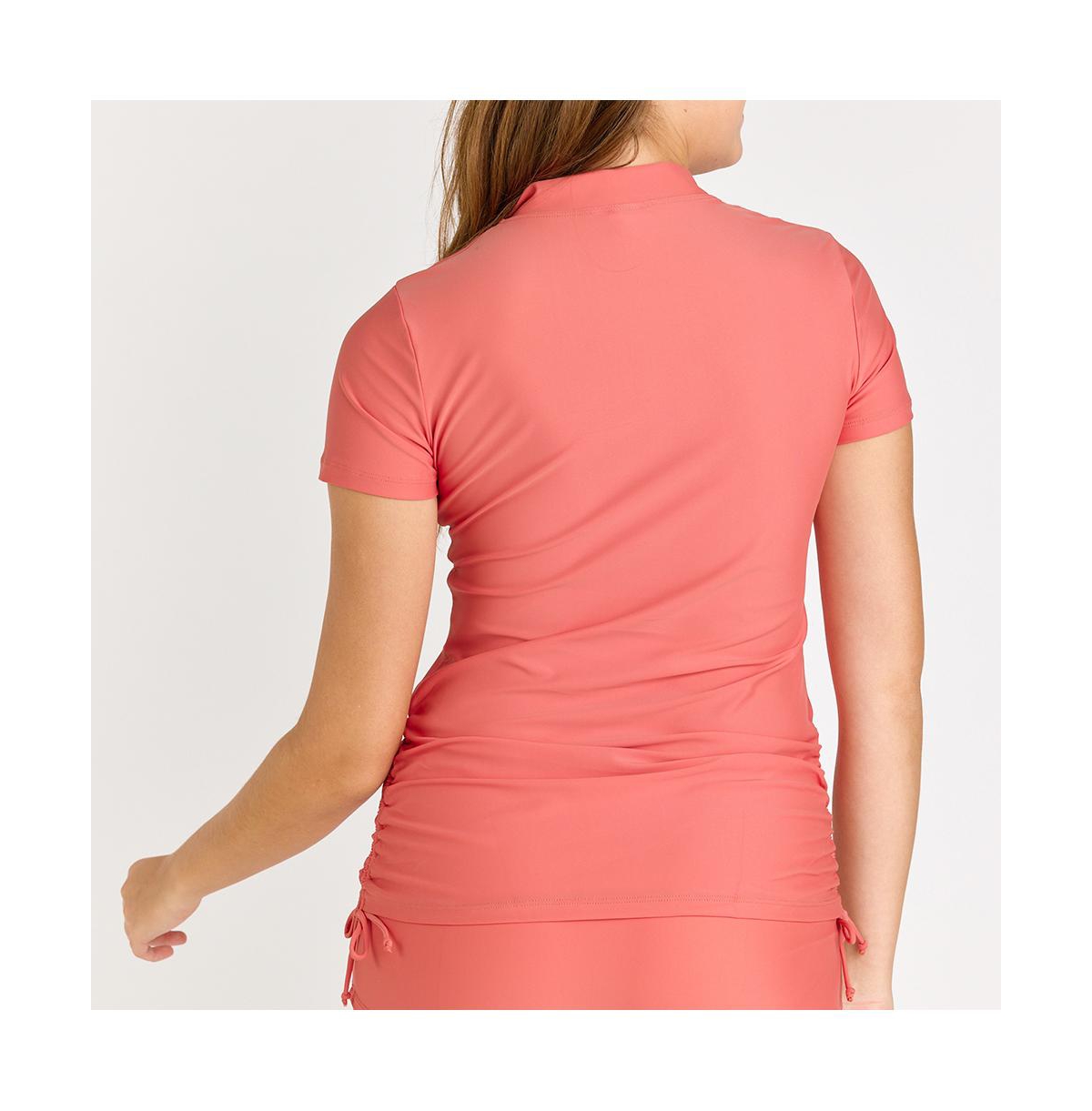 Calypsa Women's Half-Zip Adele Swim Top - Like a fish in the sea - rust