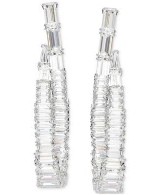 Rhodium-Plated Baguette Crystal Infinity Drop Earrings