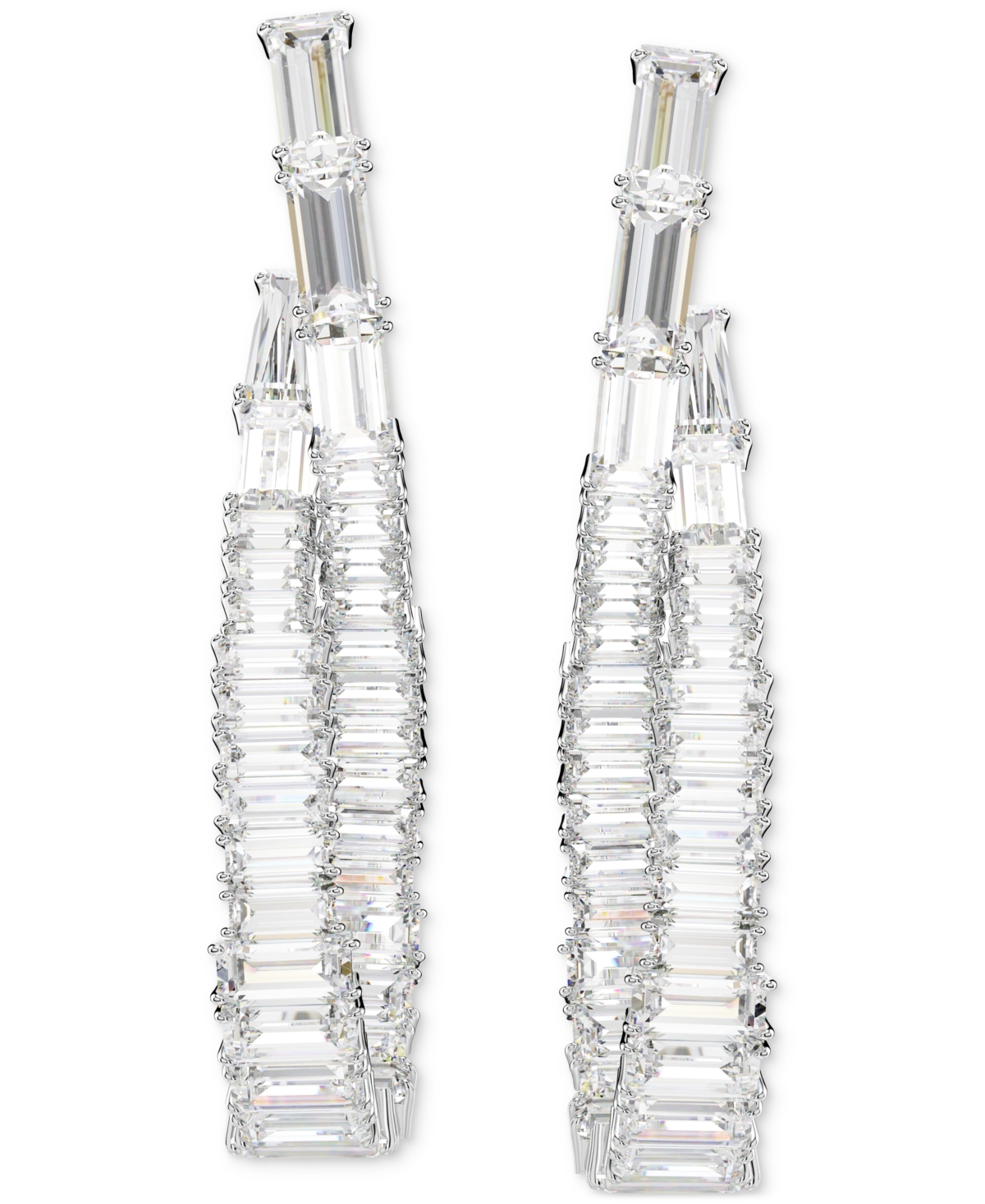 Swarovski Hyperbola Pierced Earrings Hoop L Twist Rhodium Shiny White In Silver