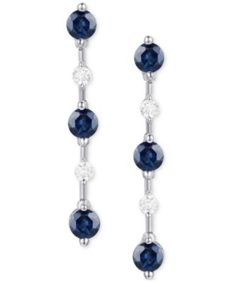 Emerald (3/4 ct. t.w.) & Diamond (1/10 ct. t.w.) Linear Drop Earrings in 14k Gold (Also in Ruby & Sapphire)