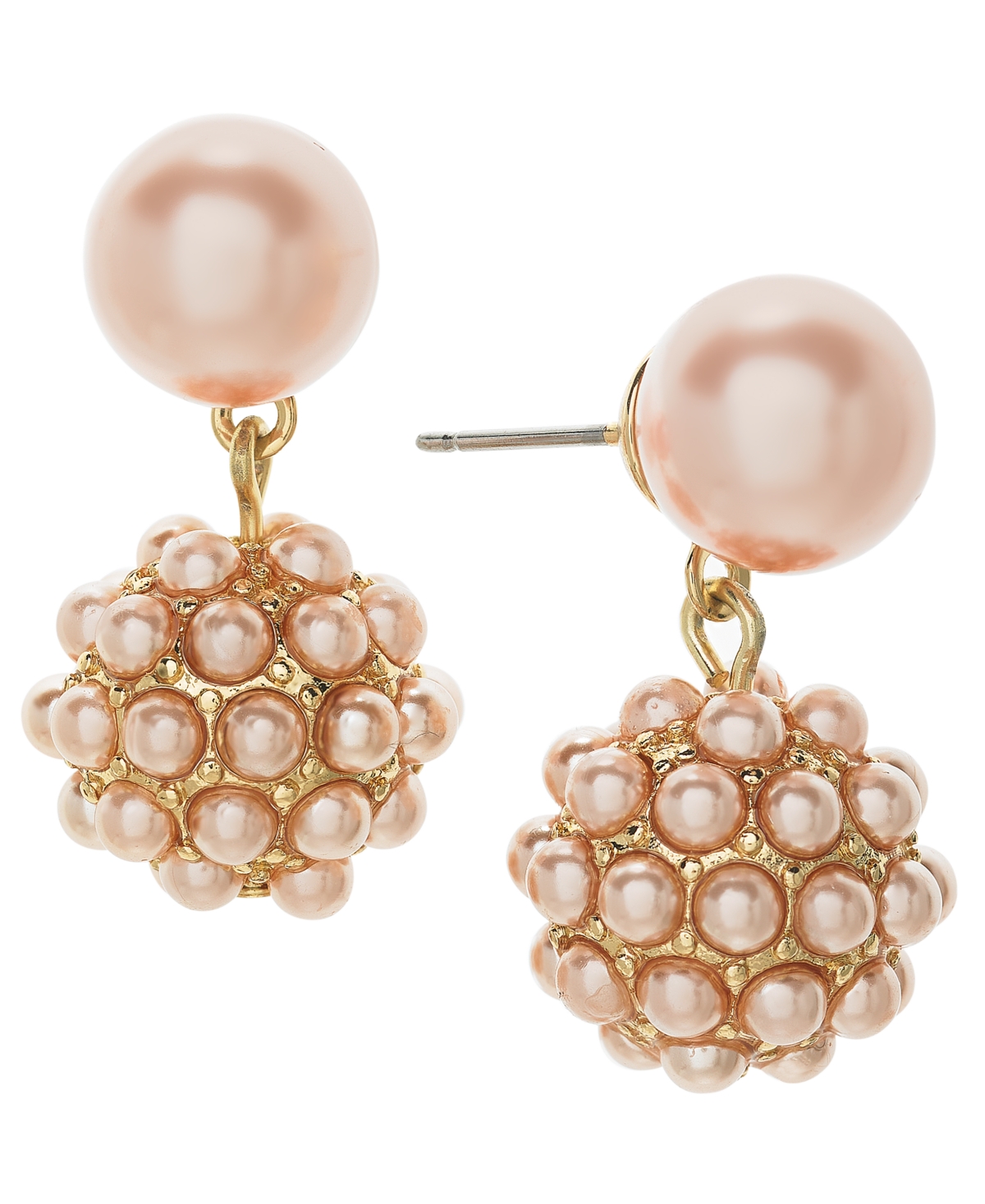 Gold-Tone Beaded Cluster Drop Earrings, Created for Macy's - Pink