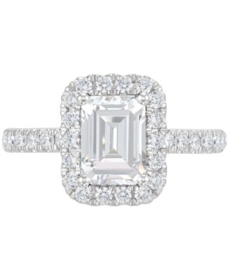 IGI Certified Lab Grown Diamond Emerald Halo Engagement Ring (2-3/4 ct. t.w.) in 14k White Gold