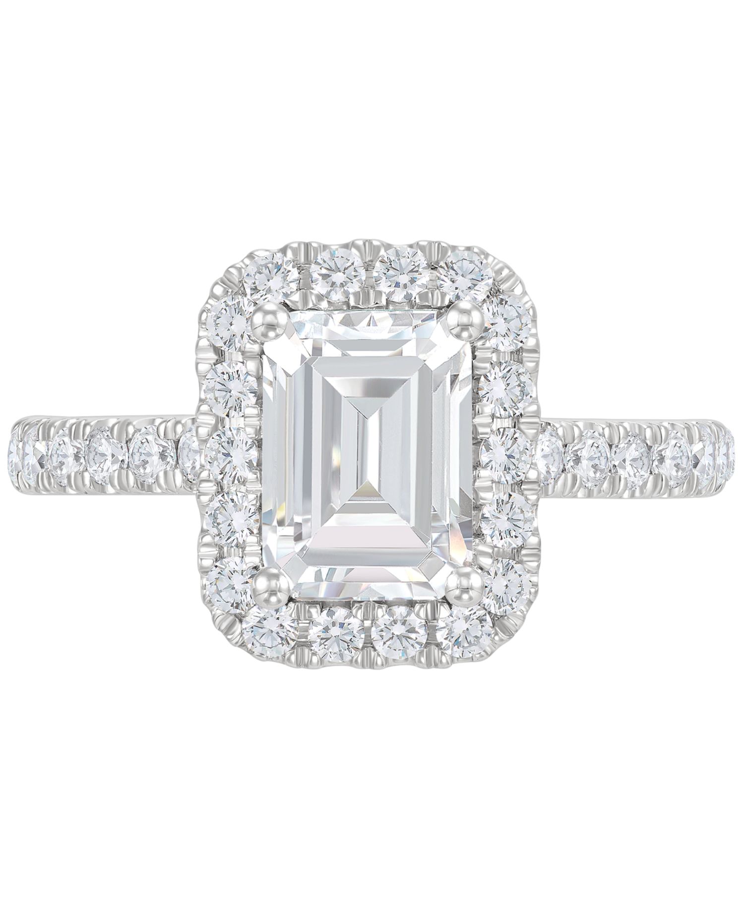 IGI Certified Lab Grown Diamond Emerald Halo Engagement Ring (2-3/4 ct. t.w.) in 14k White Gold
