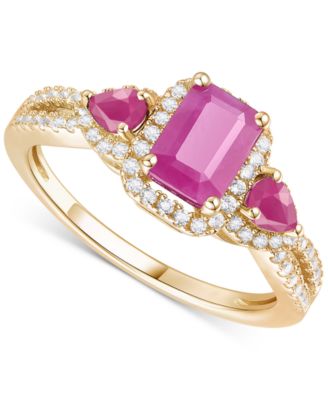 Macy's - Emerald (1-1/3 ct. t.w.) & Diamond Ring (1/3 ct. t.w.) in 14k Gold (Also in Ruby & Sapphire)