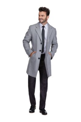 Men's Tailored Wool Blend Notch Collar Wool Blend Walker Car Coat