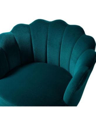 Modern Velvet Barrel Chair with Channel Tufted Back