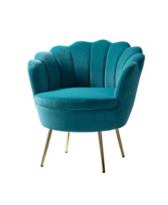 Modern Velvet Barrel Chair with Channel Tufted Back
