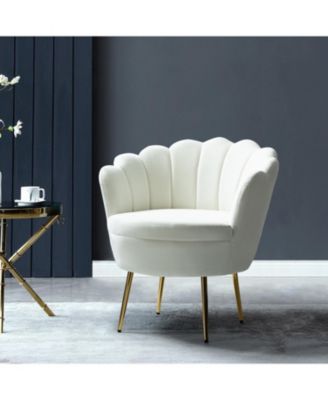 Modern Velvet Barrel Chair with Channel Tufted Back