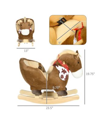 Baby Rocking Horse, Plush Animal Rocker w/ Realistic Sound, Pedals