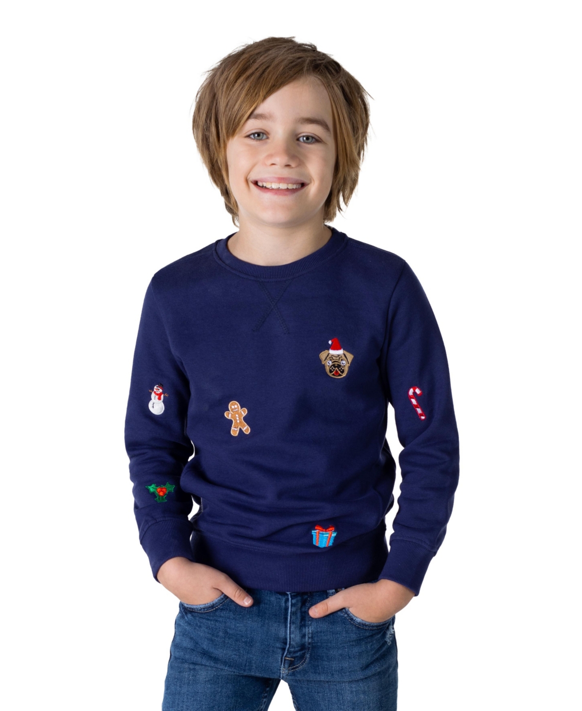 Shop Opposuits Toddler And Little Boys X-mas Icons Fleece Sweater In Navy