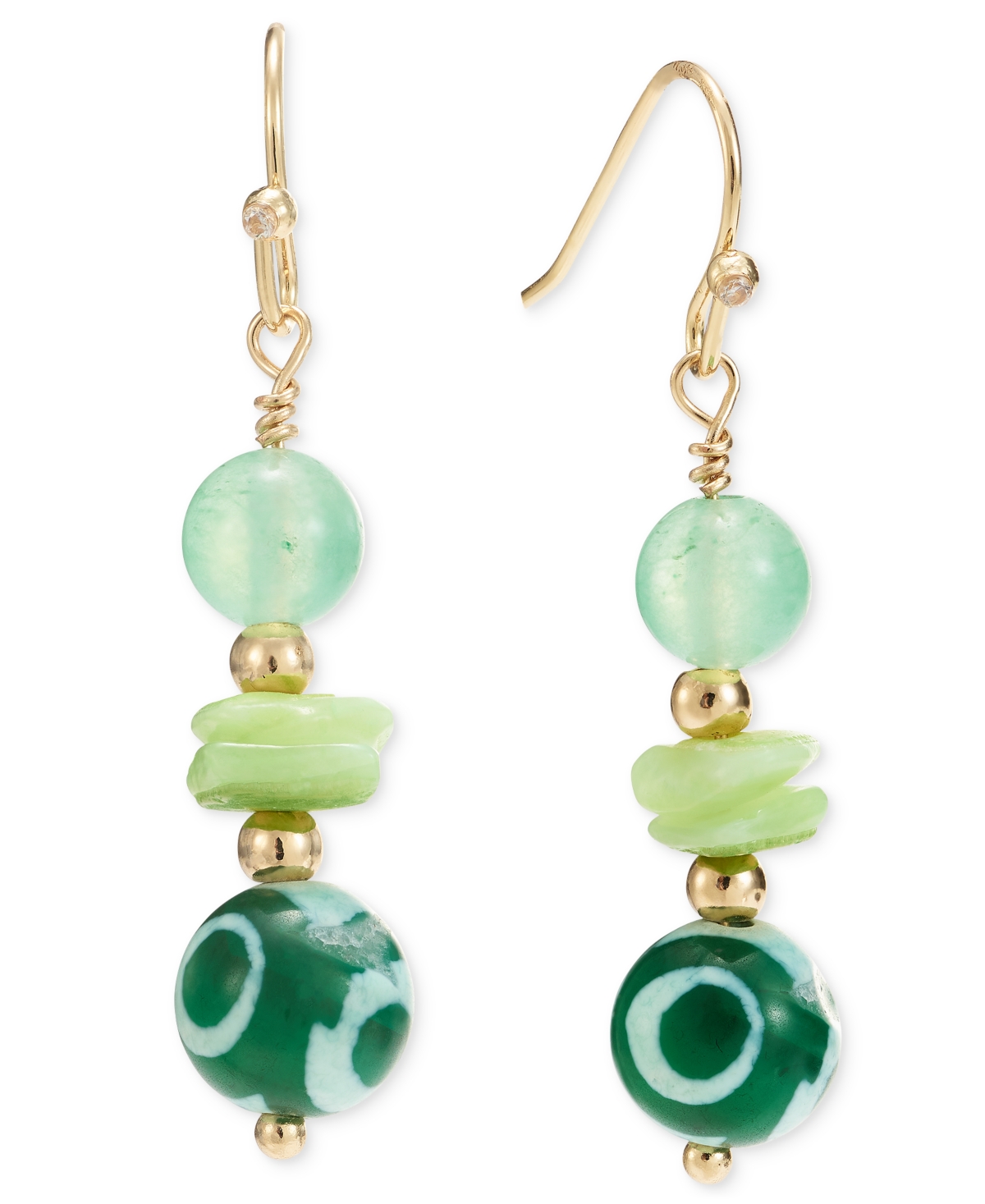 Shop Style & Co Gold-tone Beaded Drop Earrings, Created For Macy's In Green