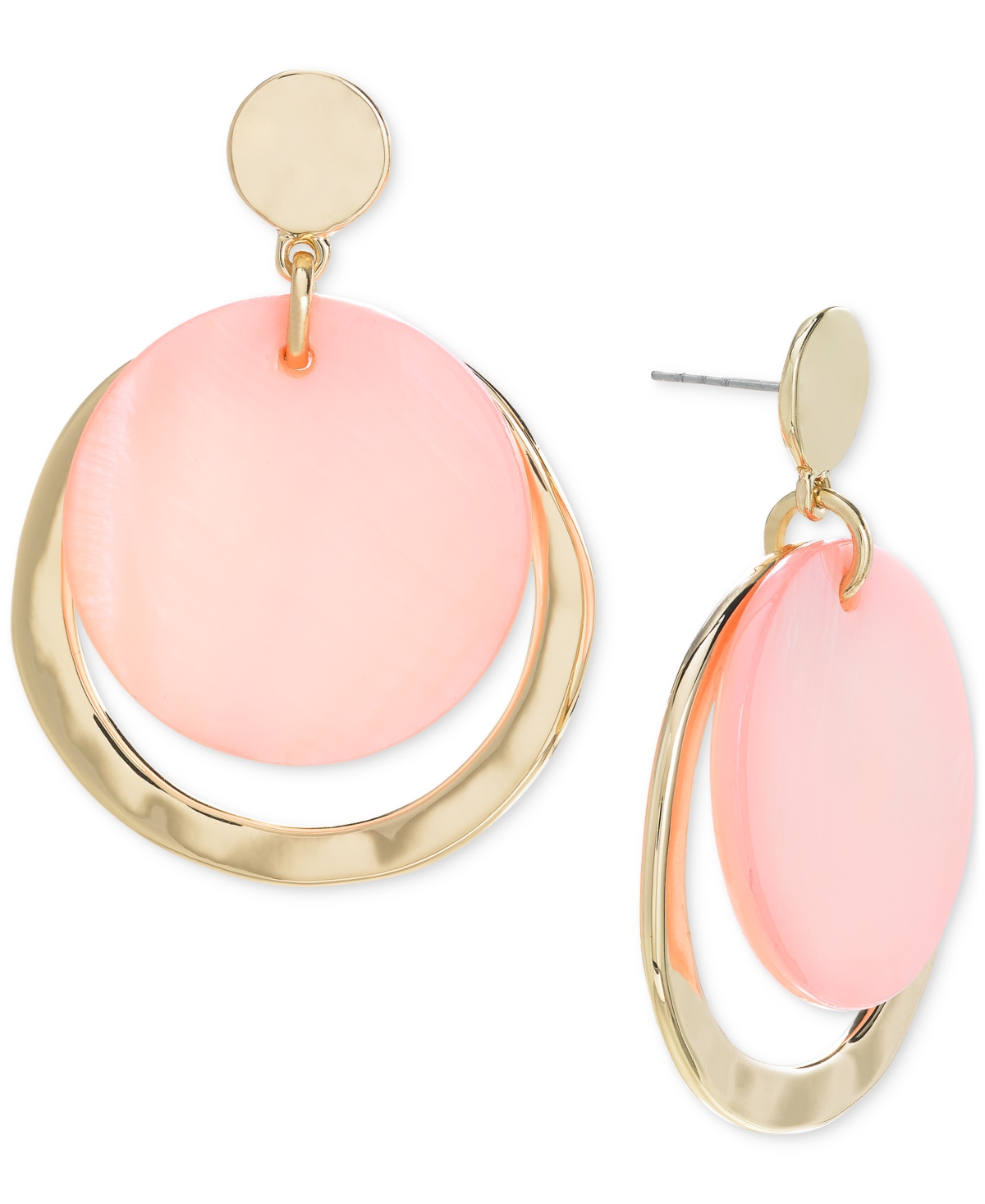 Shop Style & Co Gold-tone Crescent Drop Earrings, Created For Macy's In Pink