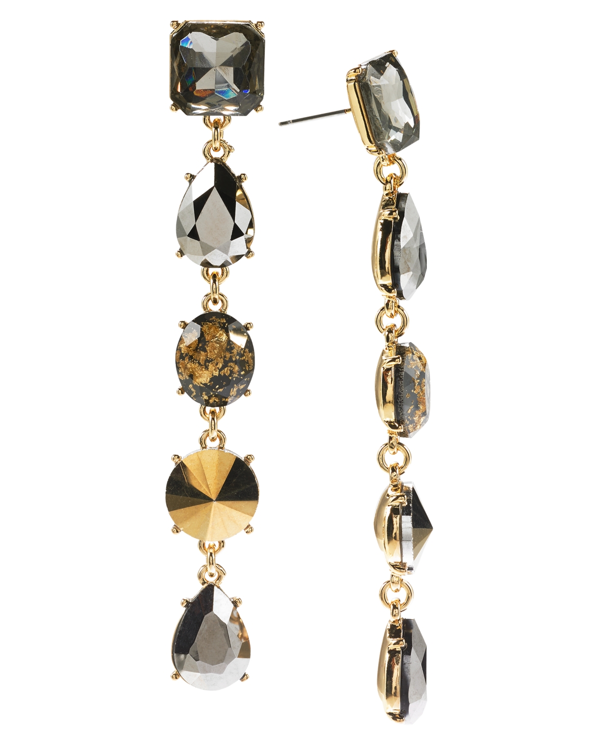 Shop Inc International Concepts Mixed Stone Linear Drop Earrings, Created For Macy's In Brown