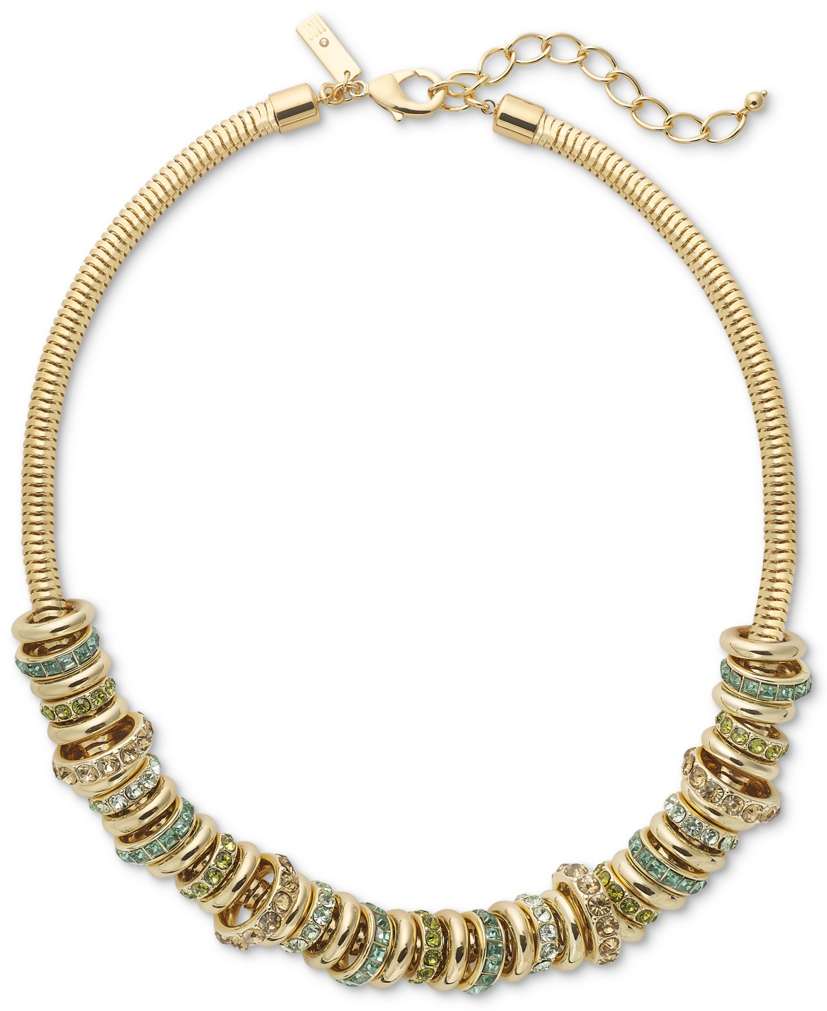 Shop Inc International Concepts Gold-tone Crystal Ring Stacked Necklace, 19" + 3" Extender, Created For Macy's In Multi