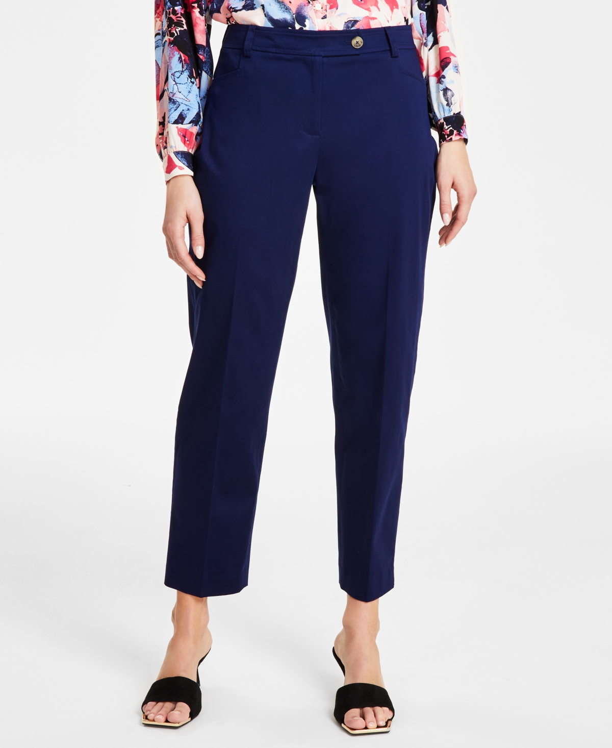 Jones New York Women's Mid Rise Ankle Pants In Pacific Navy