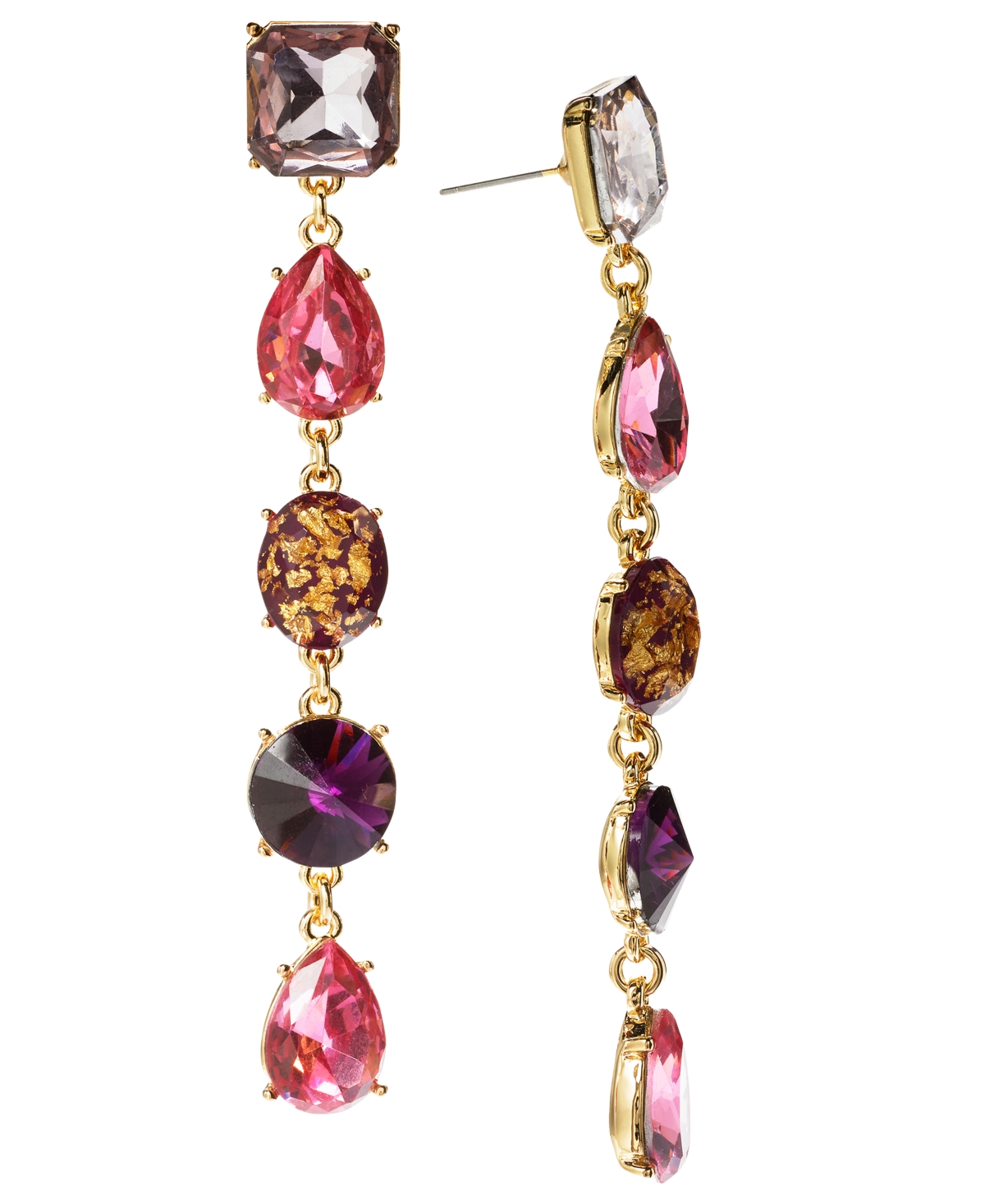 Shop Inc International Concepts Mixed Stone Linear Drop Earrings, Created For Macy's In Pink