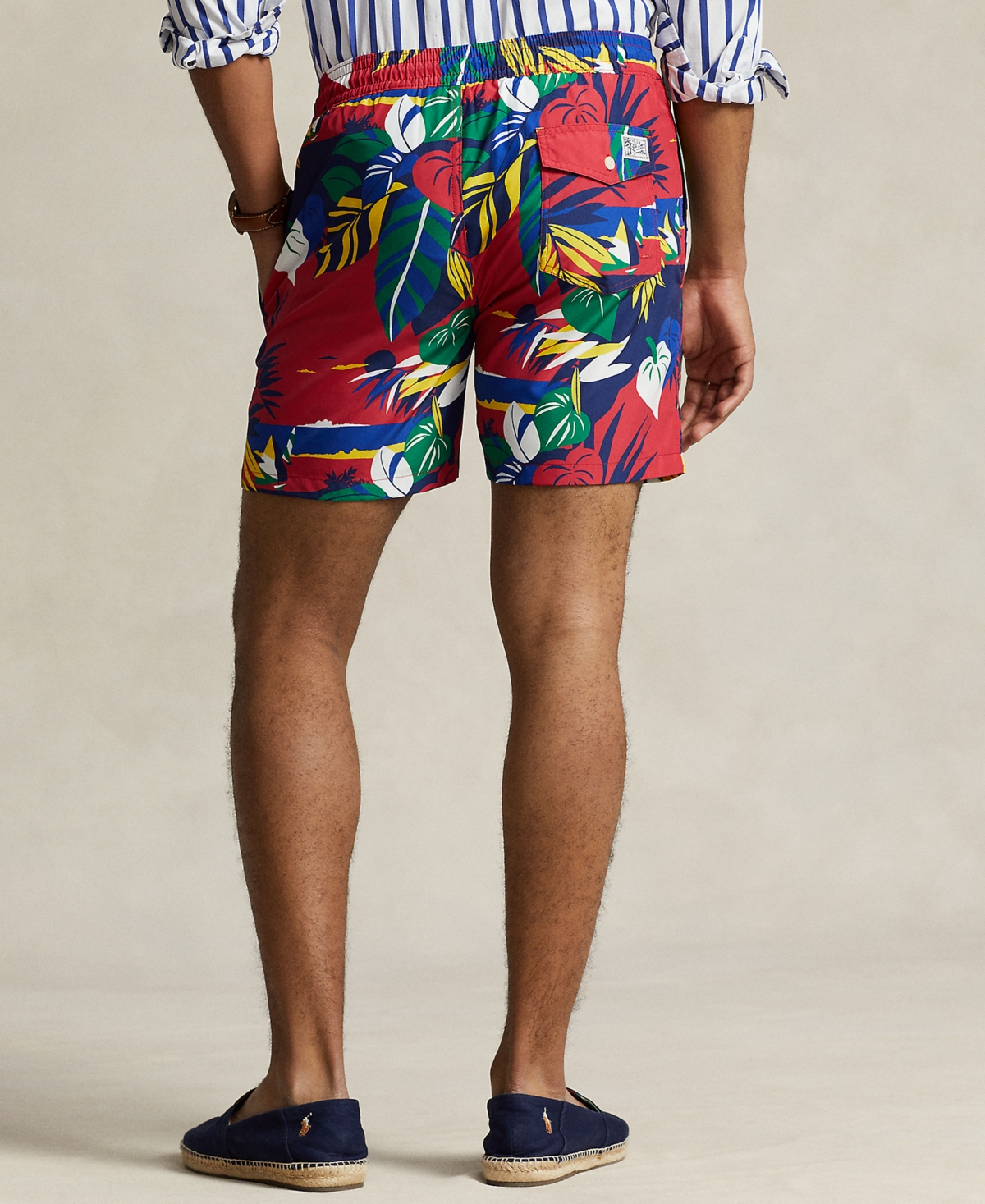 Shop Polo Ralph Lauren Men's 5.75-inch Hoffman Print Swim Trunks In Deco Tropical Seascape