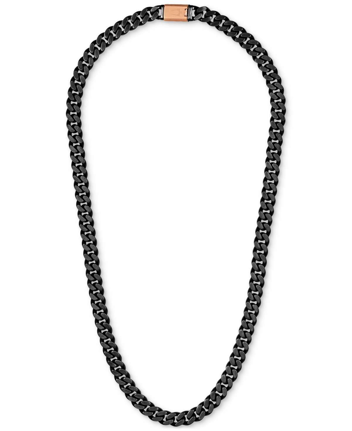 Shop Bulova Gray & Rose Gold-tone Ip Stainless Steel Link 24" Necklace In Grey