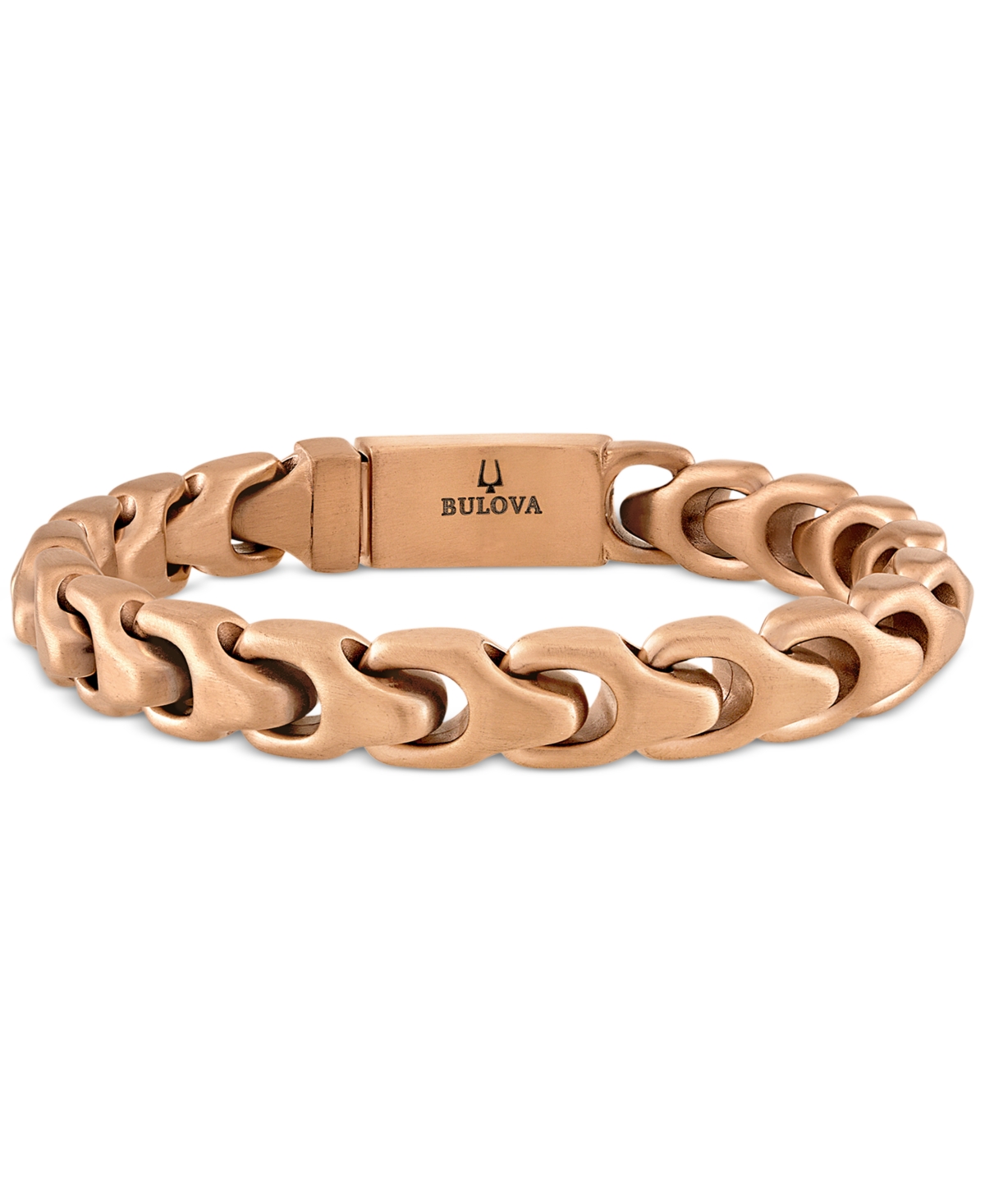 Bulova Rose Gold-tone Ip Stainless Steel Link Bracelet In Rose Gold Tone