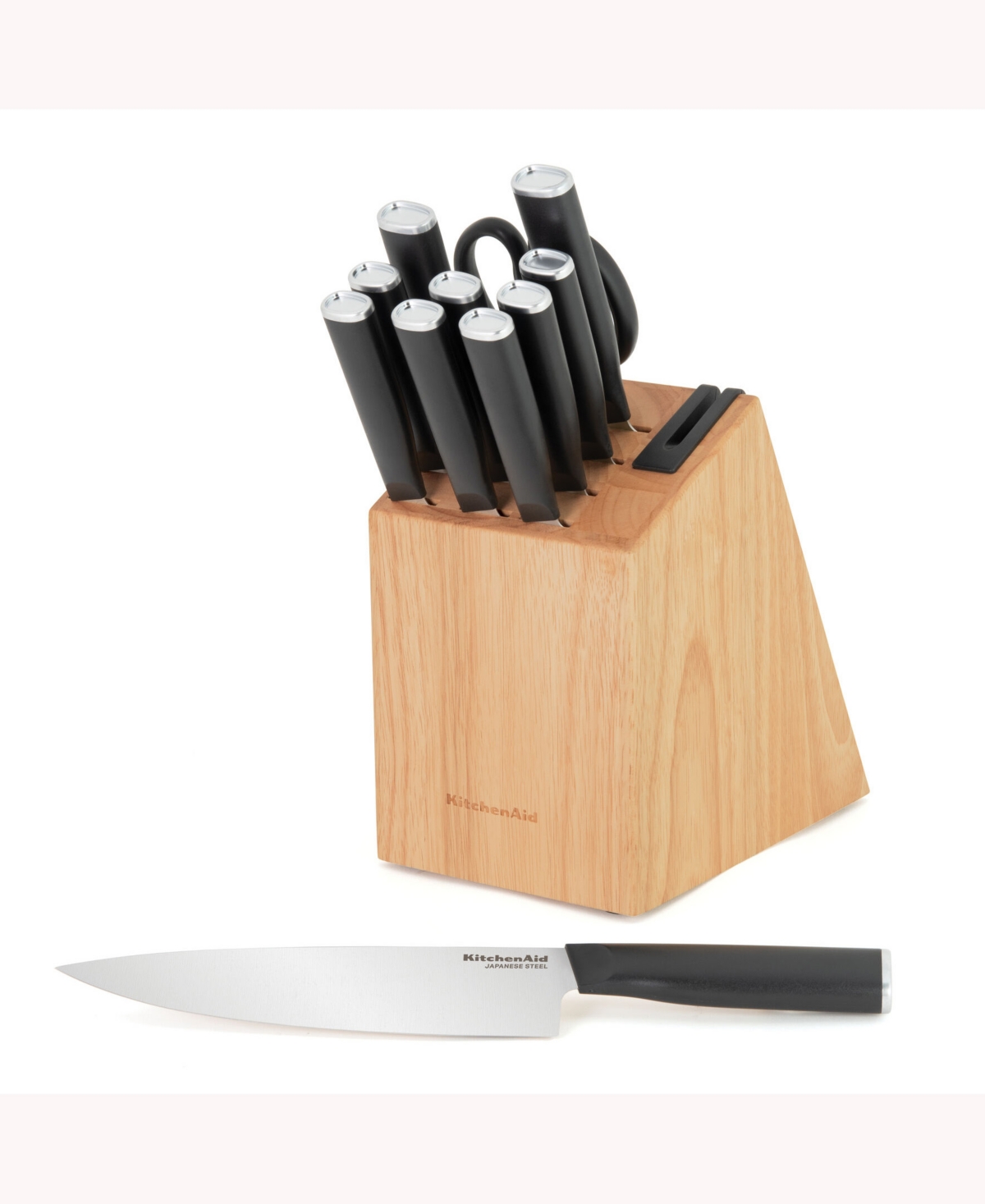 Shop Kitchenaid Japanese Steel Classic 12 Piece Knife Block Set With Built In Knife Sharpener In Black