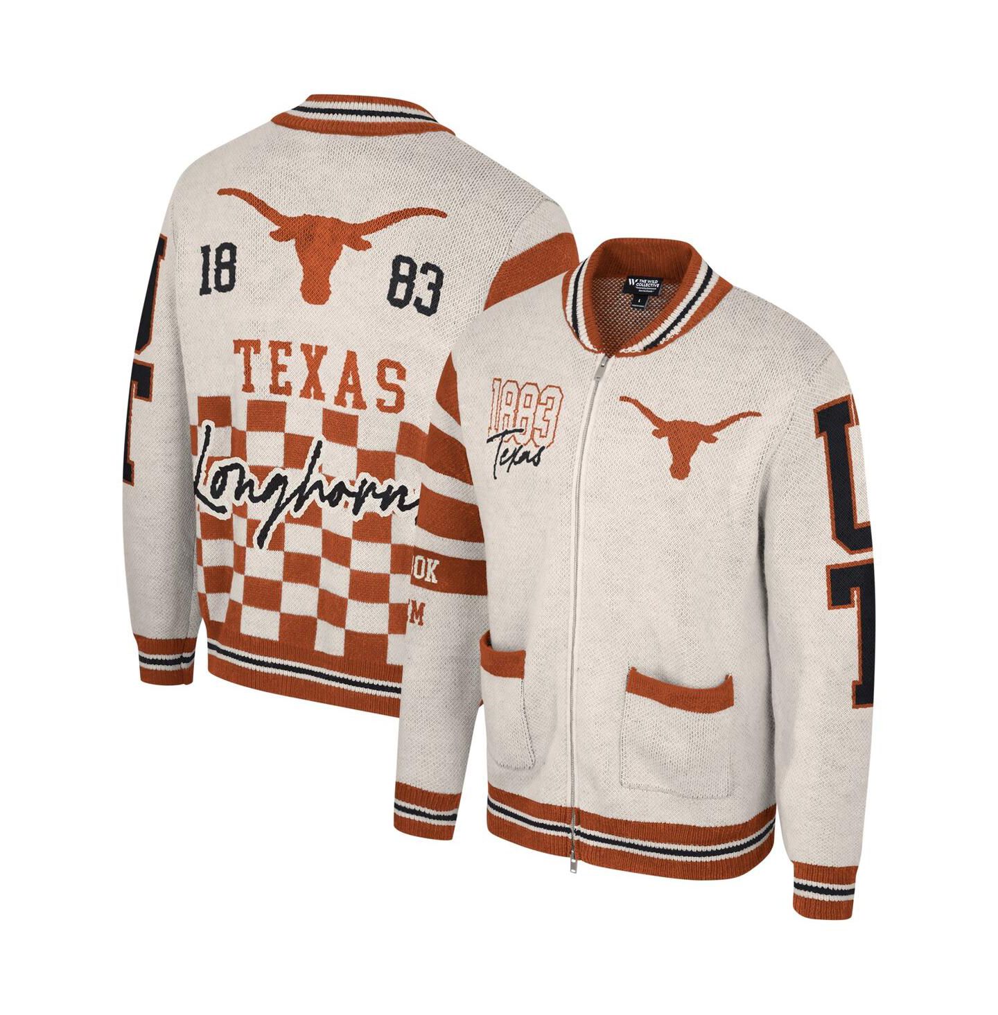 Мужской свитер The Wild Collective and Cream Texas Longhorns Jacquard Full-Zip — фото 1