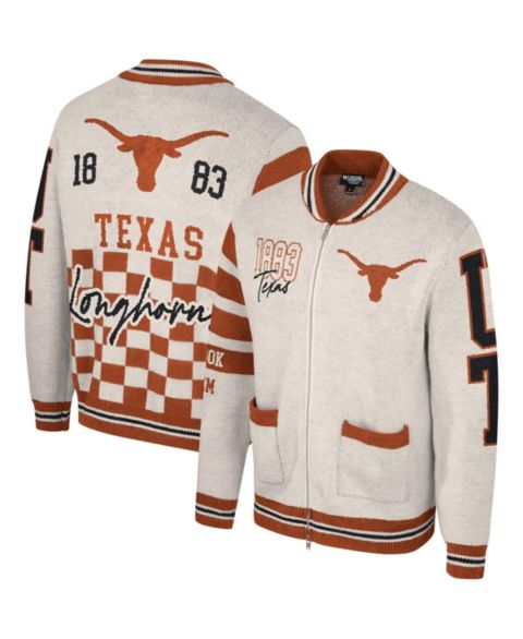Мужской свитер The Wild Collective and Cream Texas Longhorns Jacquard Full-Zip