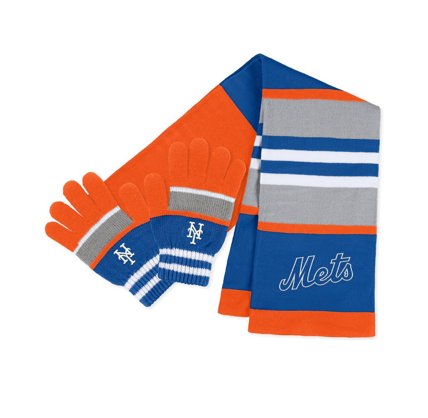 Women's New York Mets Stripe Glove and Scarf Set