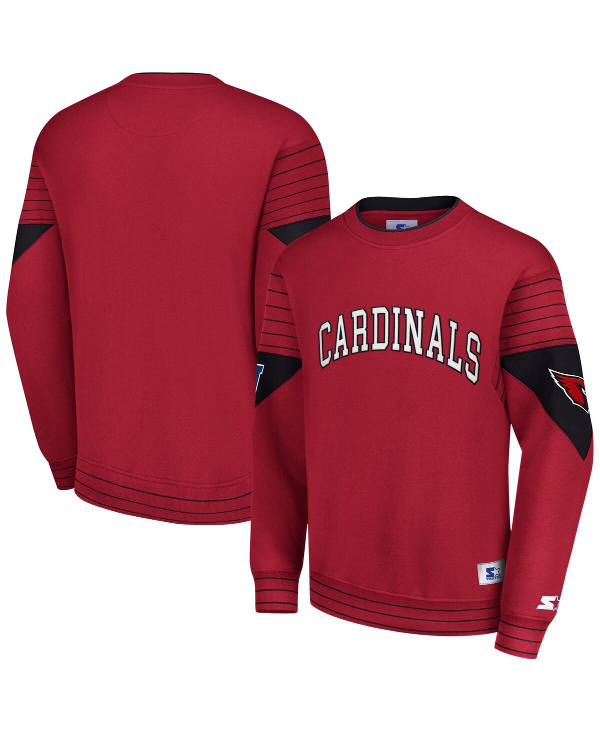 Men's Starter Cardinal Arizona Cardinals Face-Off Pullover Sweatshirt - Cardinal
