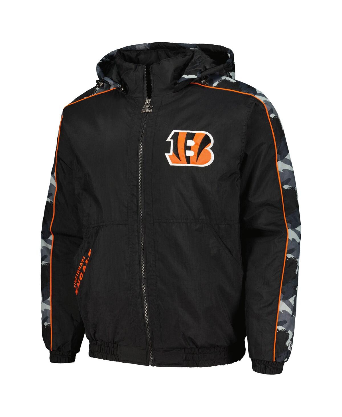 Shop Starter Men's  Black Cincinnati Bengals Thursday Night Gridiron Full-zip Hoodie Jacket