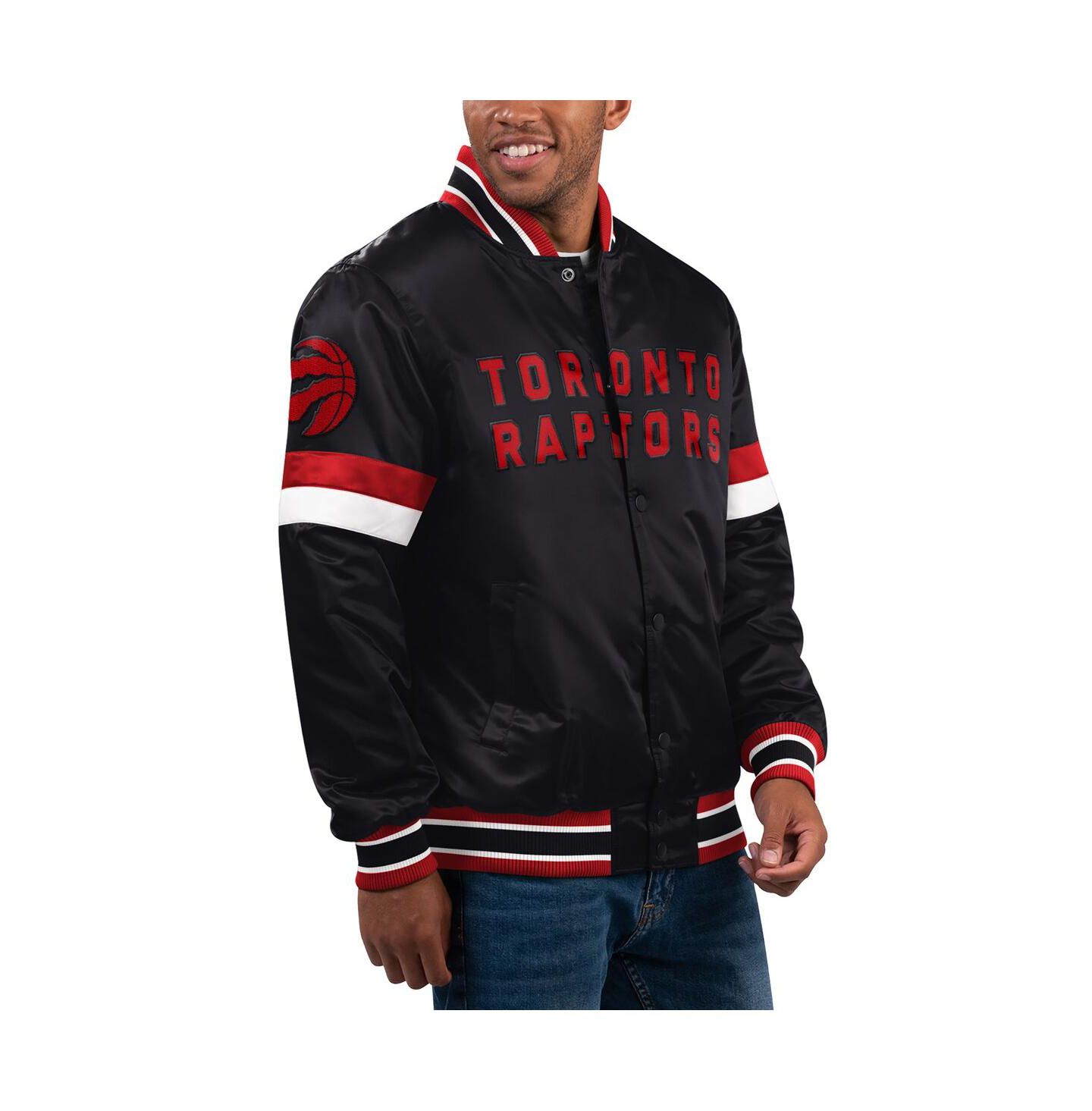 Мужская куртка Starter Black Toronto Raptors Home Game Satin Full-Snap Varsity — фото 1
