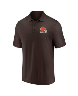 Men's White, Brown Cleveland Browns Lockup Two-Pack Polo Shirt Set