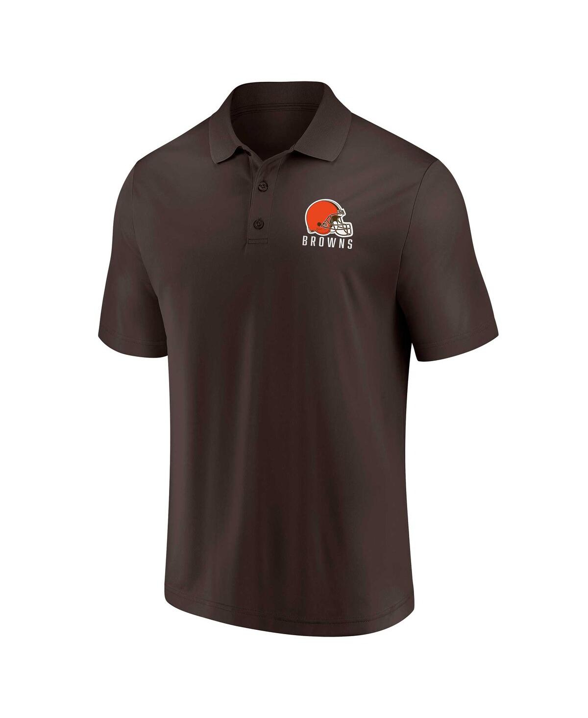 Shop Fanatics Men's  White, Brown Cleveland Browns Lockup Two-pack Polo Shirt Set In White,brown